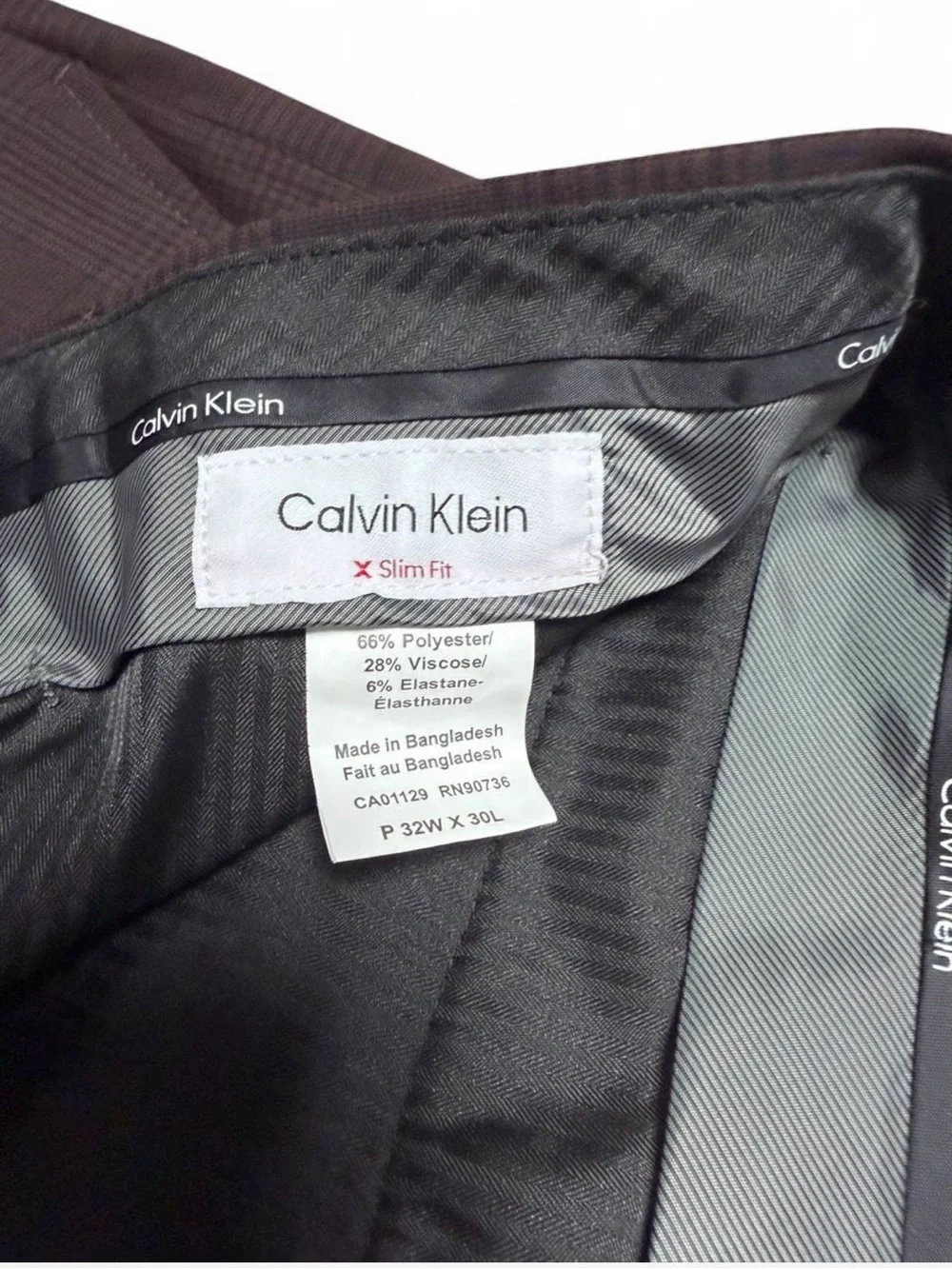 Calvin Klein Men's Burgundy Plaid Dress Pants
